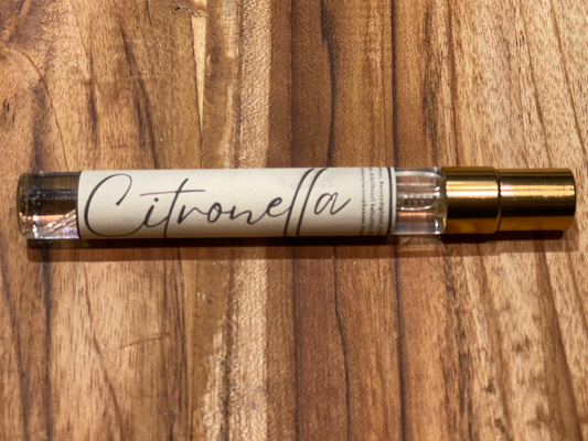 Close up image of a 10ml spray bottle of Citronella Body Mist