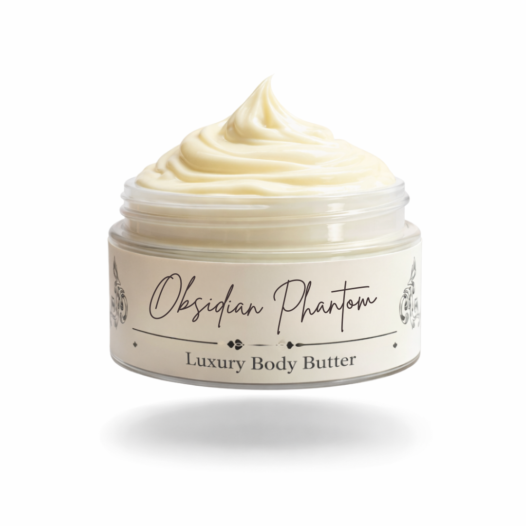 Jar of Obsidian Phantom Luxury Body Butter on a white background