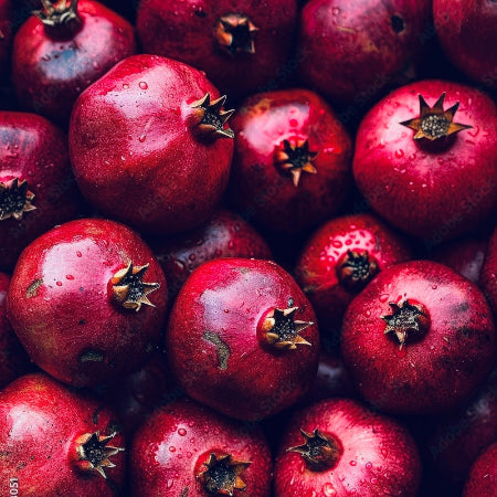 Juicy Dark red Pomegranites representing Persephone the Luxury Soy Wax Candle by Moonlight Whimsy Wicks