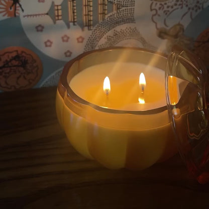 Pumpkin Candle Collection | Olive Oil Wax | Double-Wick | Reusable Glass Vessel | 7 oz